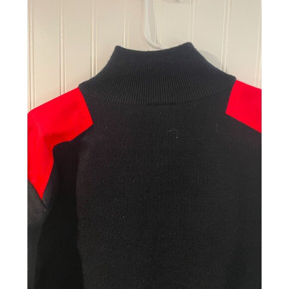 Vintage Meister Black & Red Wool/Acrylic Half-Zip Sweater With Pocket - Picture 5 of 10